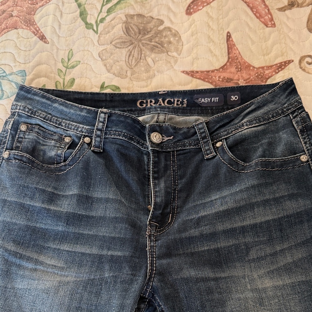 Grace in LA Dark Blue Women's Jeans. Easy fit 30